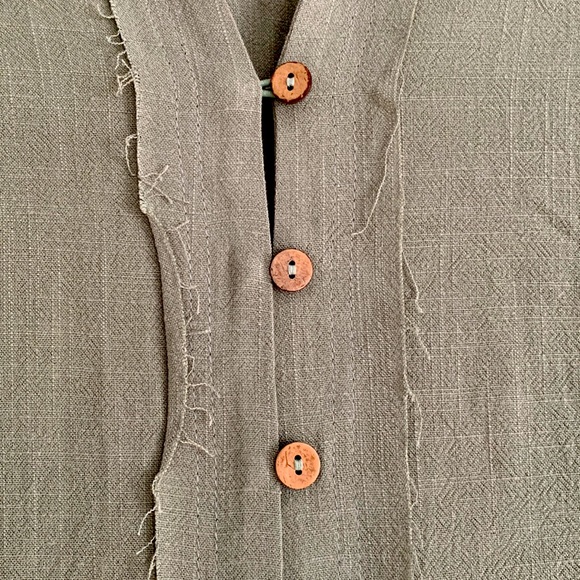 NWT Listicle Sage Green Wood Button Distressed Shirt - Picture 2 of 8